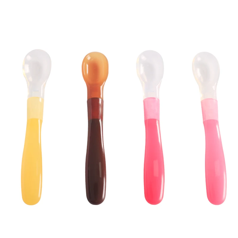 Cartoon Pure Color Feeding Spatula Soup Silicone Spoon Mixing Bowl Baby Silicone Spoon