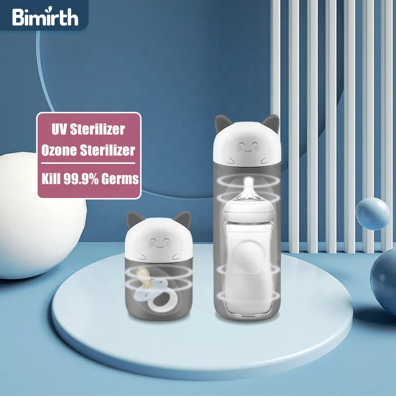 Steriliser UV and Ozone portable kitten shape ozone disinfection 6 minutes assembled 2 size PP BPA free baby pacifier Steriliser