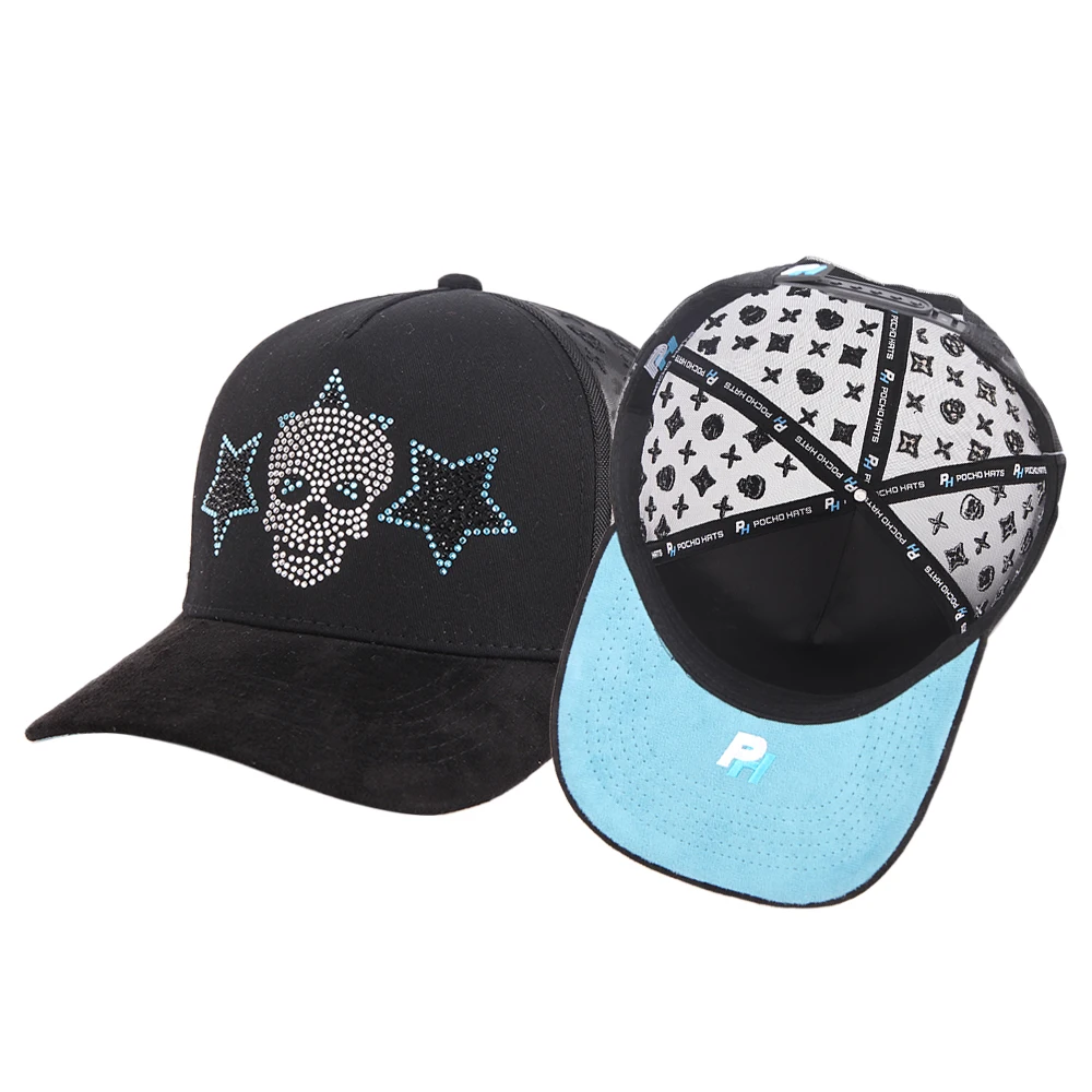 2024 Custom Your Own logo Mens Mesh Gorras Embroidery Patch logo 5 Panel Rhinestone Baseball Trucker Hat Cap