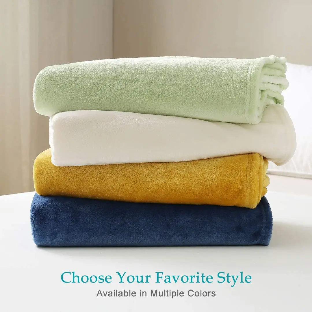 Super Soft Cozy Breathable custom 100% polyester flannel eco-friendly GRS certificated plain plush fleece plaid blanket