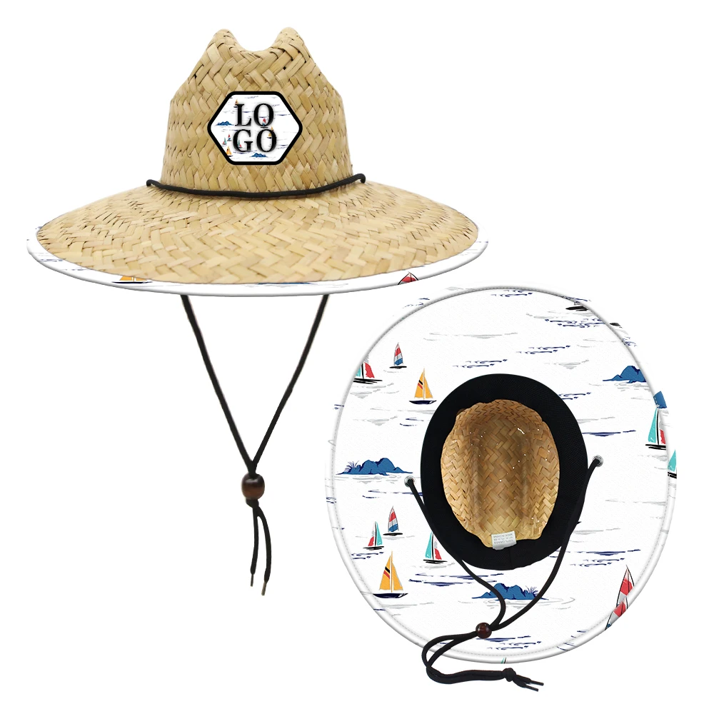 Wholesale Customizable Luxury Panama Bucket Lifeguard Straw Hat Unisex Natural Paper Grass for Fishing with Custom Logo