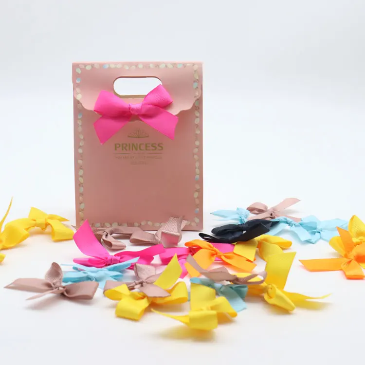 BA004 Hot sale handmade gifts packing decoration bow knot shiny ribbon bow with elastic cord loop