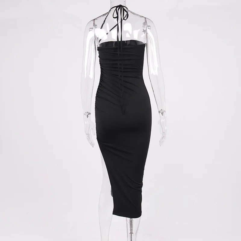 2022 high quality New Arrivals Spring  Summer Fashion Slim Ssexy Halter Split Tube Top Bodycon Club Dress Women