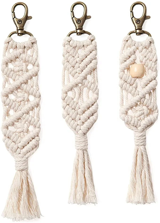 Handmade Natural Design Macrame Key chain with Fringes