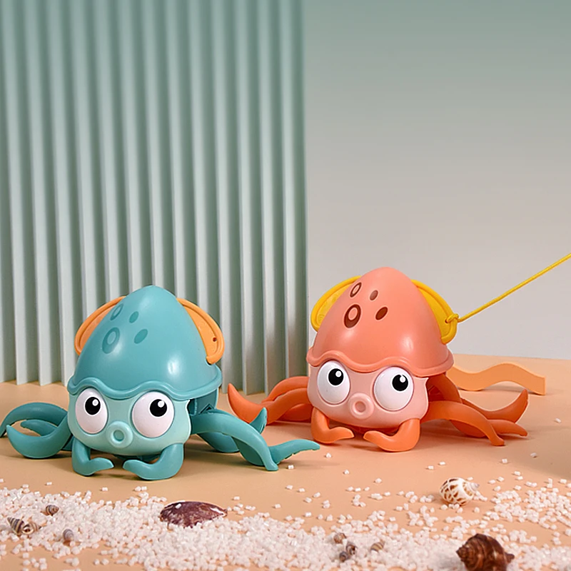Wind Up Line Pull Floating Water Crawling Walking Octopus Baby Moving Bath Toy Animal with Water Toys