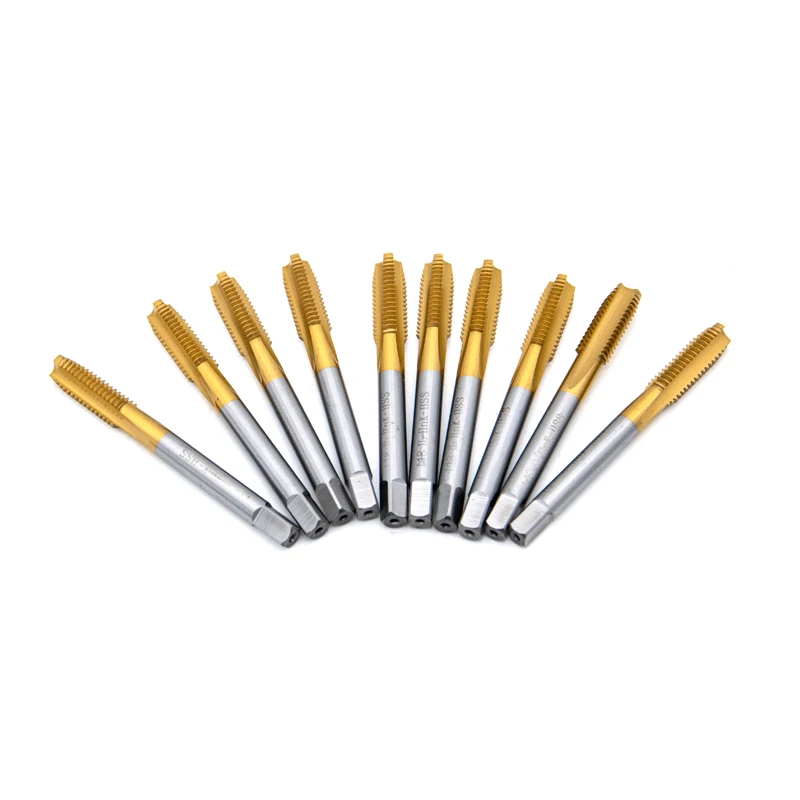 titanium plated HSS Straight Groove Machine Tap M8 Thread Tap Pointed/Flat Head For machining threads For tapping machines