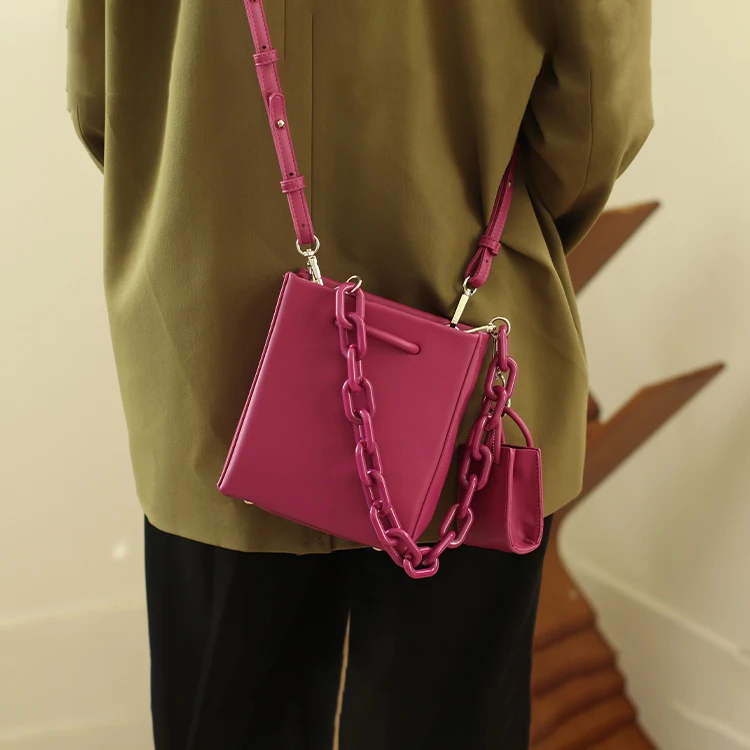 2022 square modern style office tote bag acrylic chain purse shopping women hand bag purple personality sling shoulder handbag