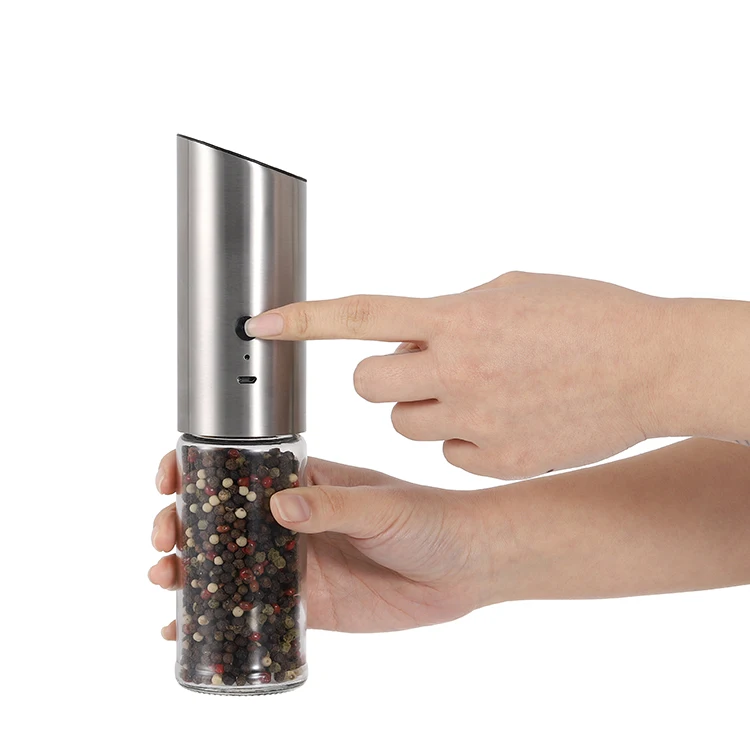 Gravity Automatic USB Rechargeable Stainless Steel Electric Salt and Pepper Grinder with LED light