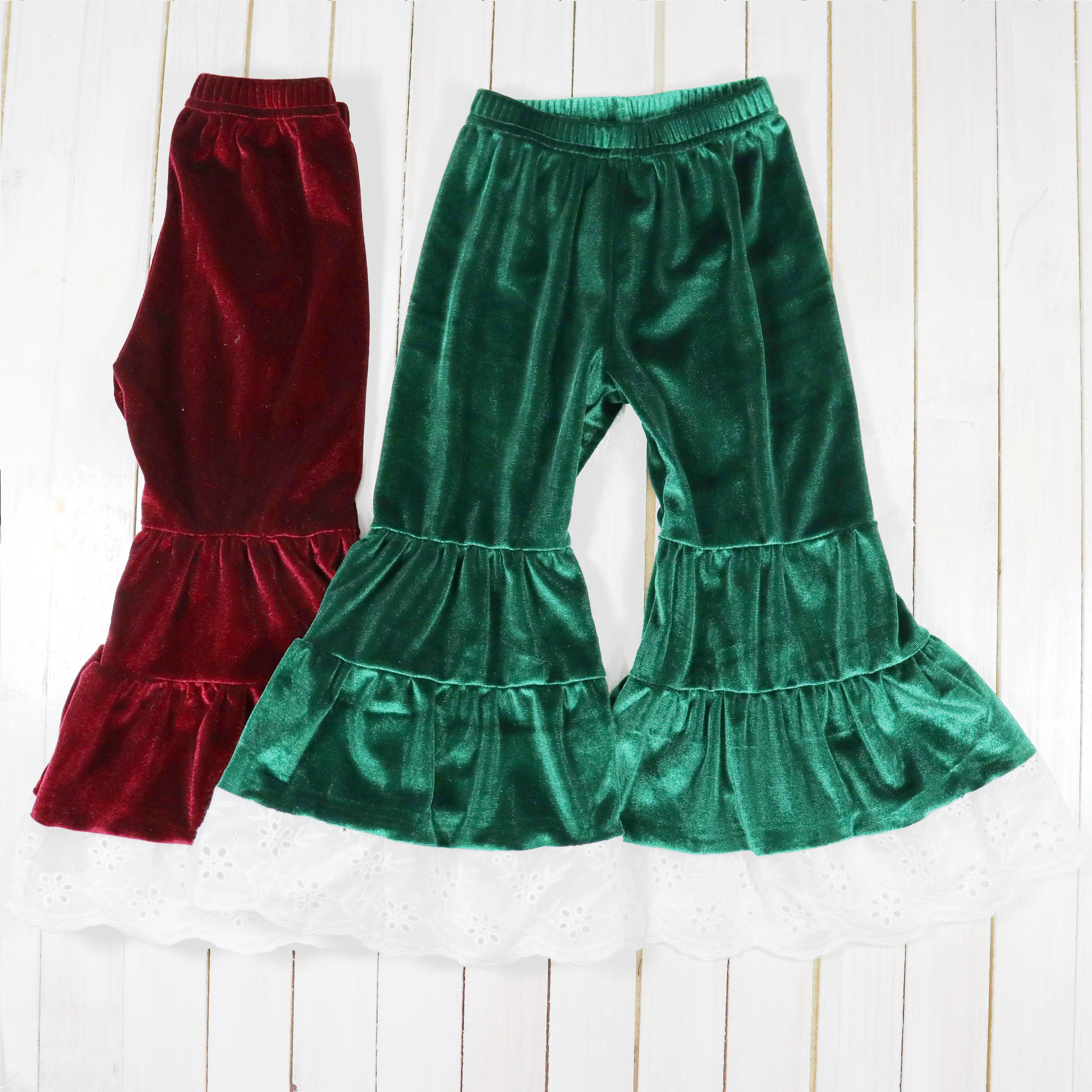 Christmas children clothes cute girls icing leggings boutique baby triple ruffle pants