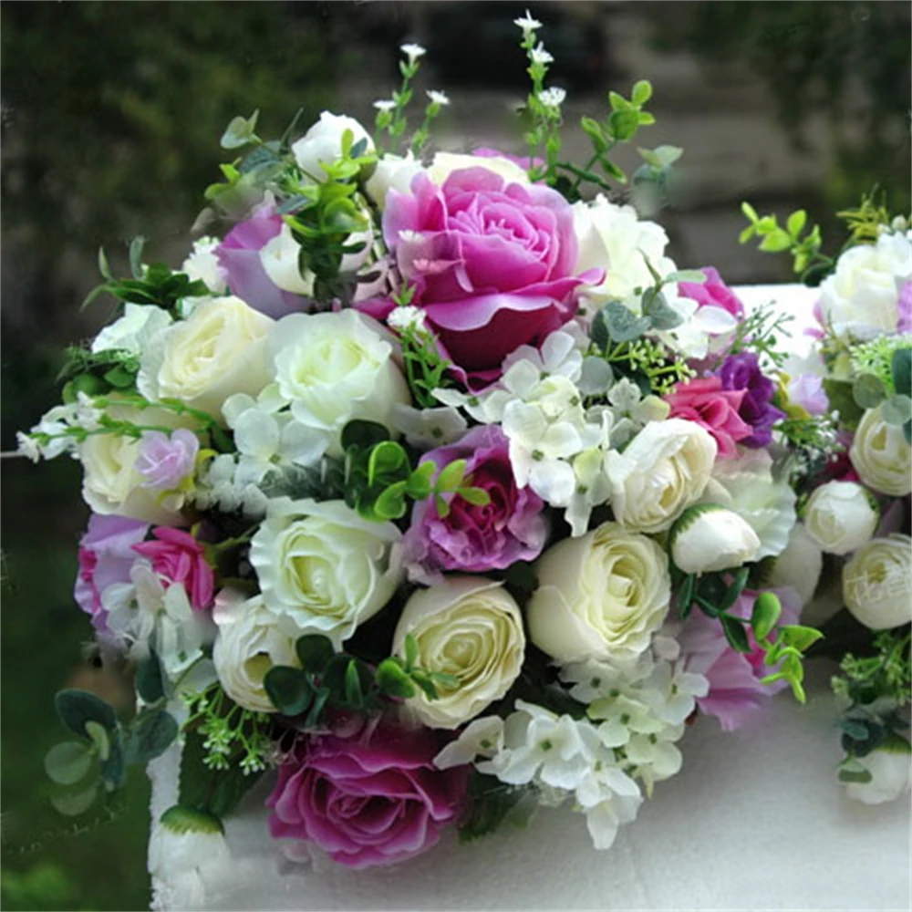 Белая детская Роза для дыхания искусственный цветок шар украшение искусственные шелковые розы цветочный центр