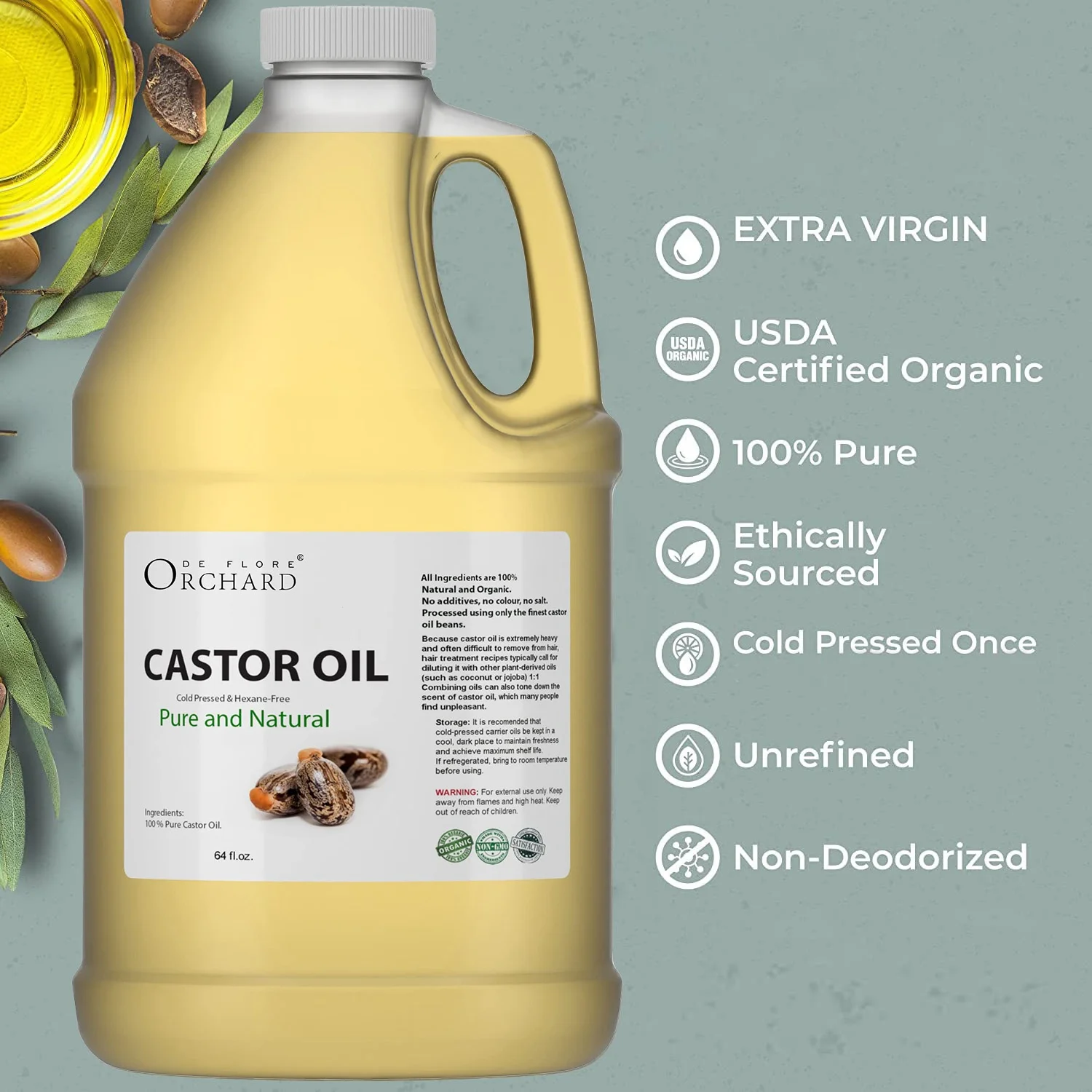 Private Label Pure Organic Castor Oil Cold Pressed Hexane Free Castor Oil For Eyelash And Eyebrow Hair Growth Enhancer