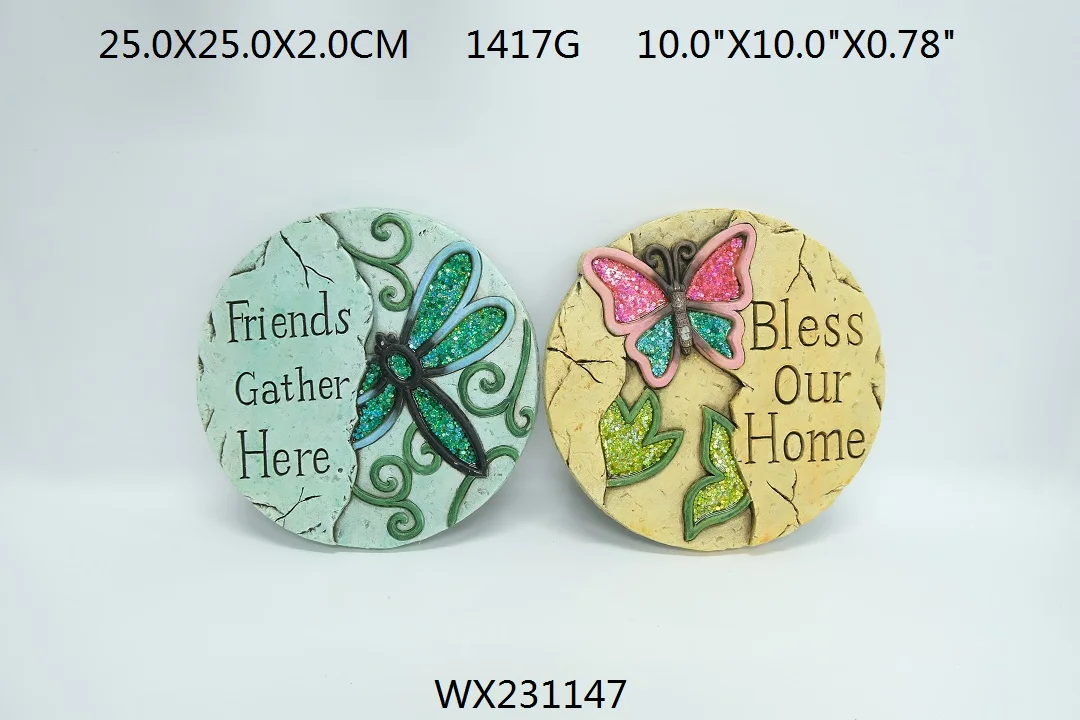 Round Shape moth orchids Outdoor Garden Decorative Resin Garden Stepping Stone