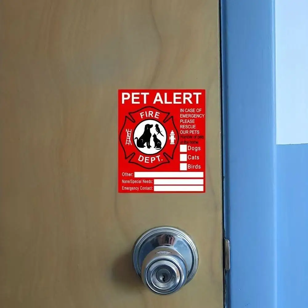 Pet Alert Safety Fire Rescue Sticker Save Our Cat/Dog Firefighters will See Alert on The Window Door or House