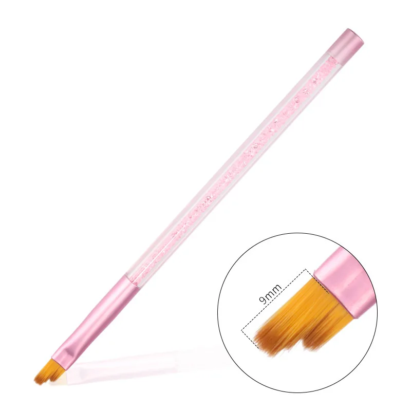 Nail Art Pink Rhinestones Decoration Handle Synthetic Hair Nail Art Brush gel Polish Drawing Painting Flowers Nail Pen