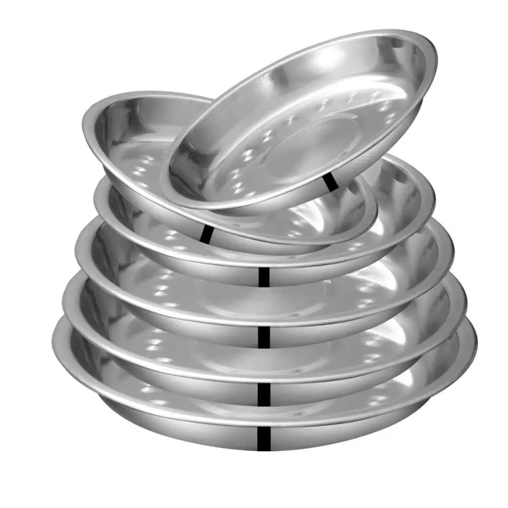 
 Утолщенный круглый поднос из нержавеющей стали, бытовая кухонная посуда  