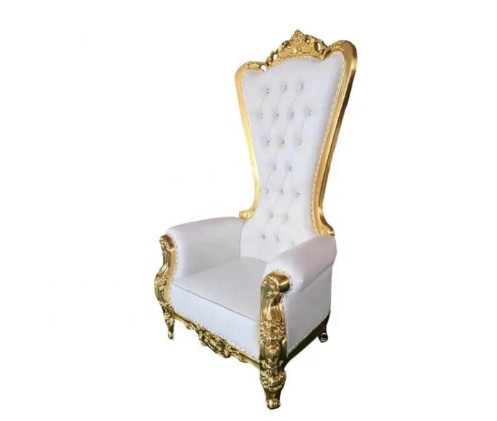 High Quality High Back Gold Color Bride and Bridegroom Wedding Throne Chairs