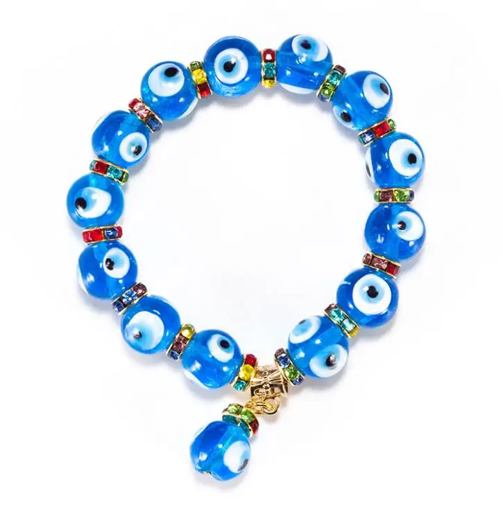 WIIPU Fashion Goods Beaded Jewelry To Wholesale Fashion Turkey Bracelet blue eye beads with rhinestone