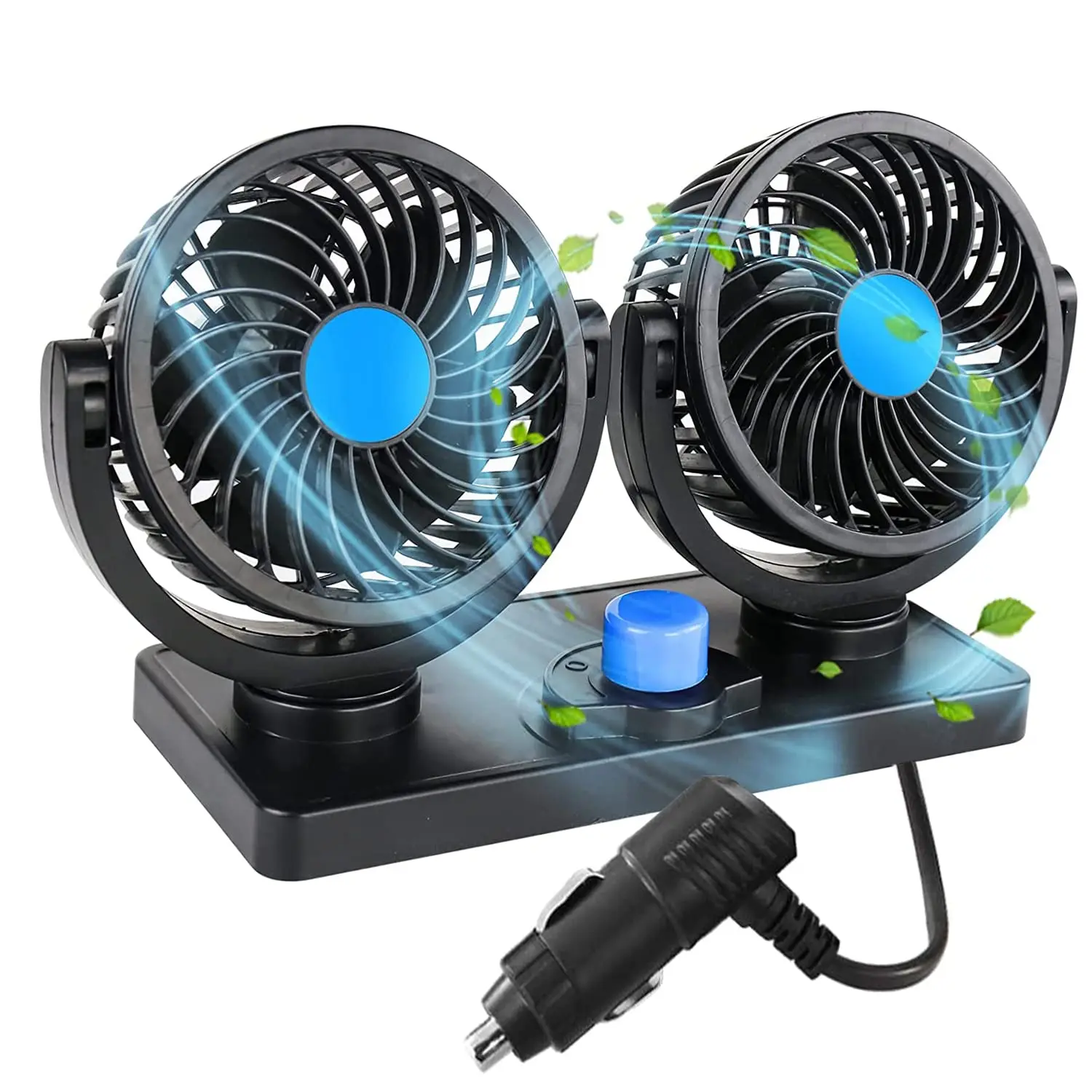 12V/24V  Electric Dual Head Cooling Air 360 Degree Rotatable Car Cooling Air Fan Brushless Fan 12V Car