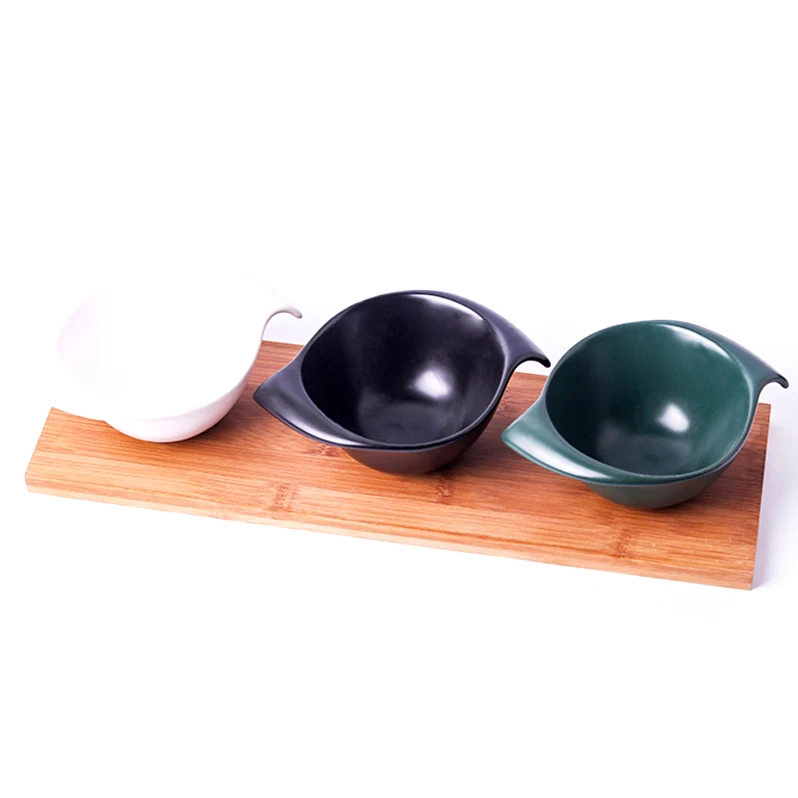 Ceramic Prep Bowl One Sauce Cups Appetizer Bowl  Dish Modern Serving Small white black jasper Sauce Cup