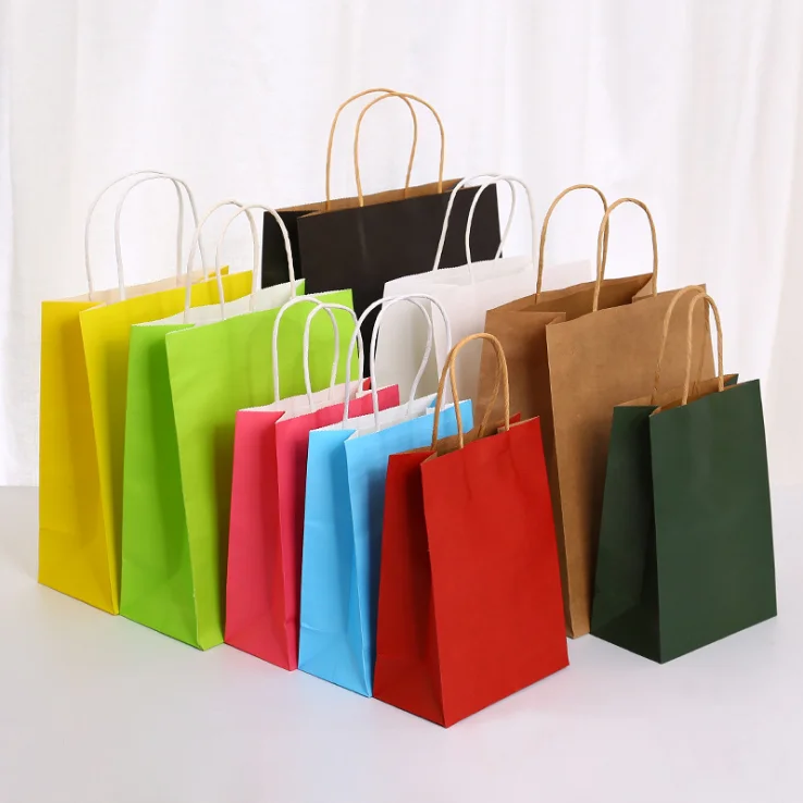 Wholesale Food Grade Takeaway  Flat Bottom  Pink Brown Kraft Paper Degradable Tote Coffee  Bag