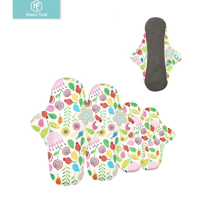 Happyflute с бамбуковым древесным углем слой 4 предмета в комплекте многоразовые гигиенические салфетки из микрофибры из поглощающего материала внутри будут приносить лишь удовольствие, не доставляя дискомфорта!