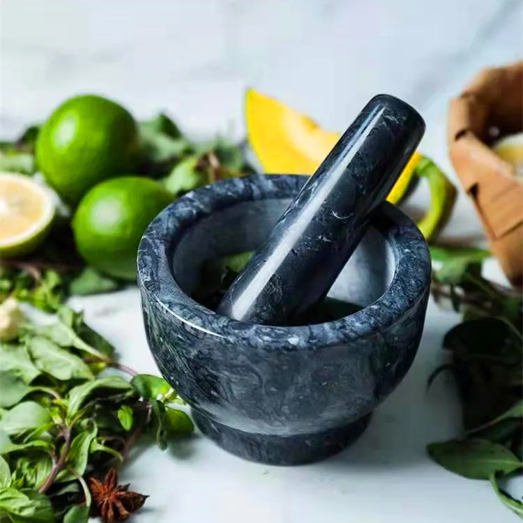 kitchen accessories herb garlic press marble stone mortar and pestle set