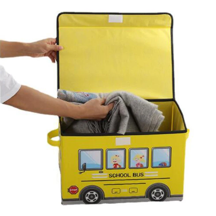 Cartoon Car Storage Organizer Folding Home Dormitory Waterproof Moisture-proof Fabric Snack Clothing Kids Toy Storage Box