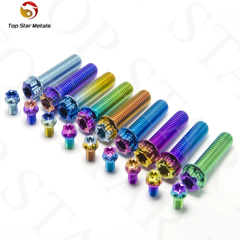 TITST Titanium screws  M5/M6/M8x10/12/15/20/25/30/35/40/50/60/70mmTorx Head bolts for Motorcycle Riding Modification Fastener