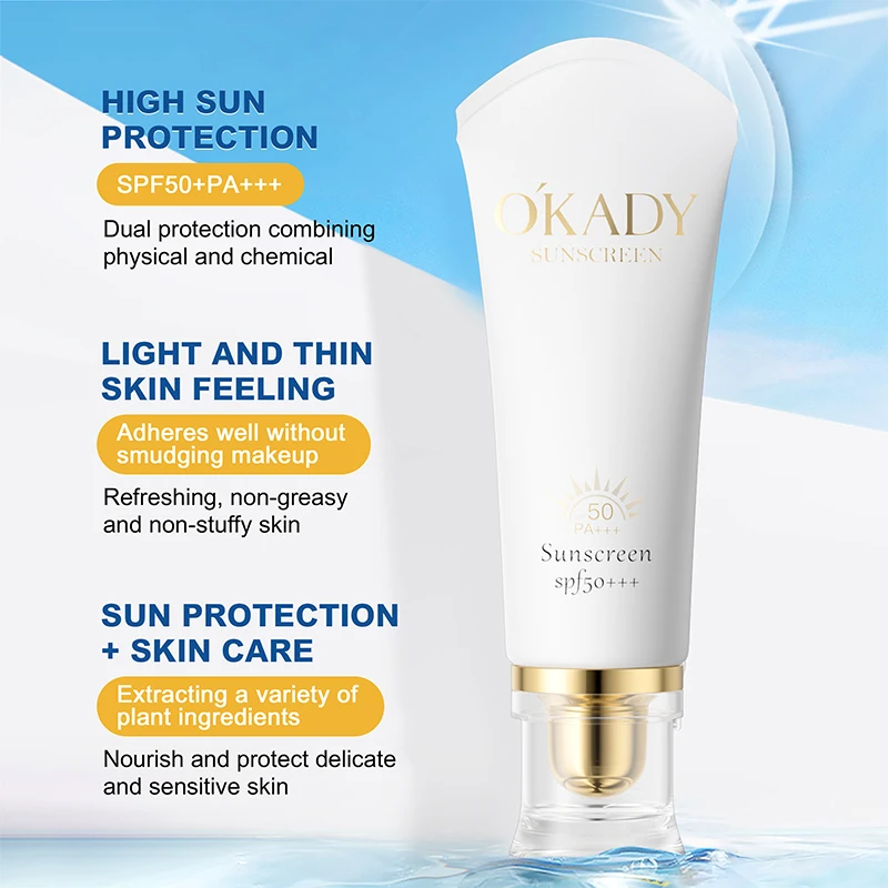 Organic Vegan Herbal Ingredients 50g SPF50+++ Clear Oil Free Broad Spectrum UVA UVB Sun Protection Sunblock Cream