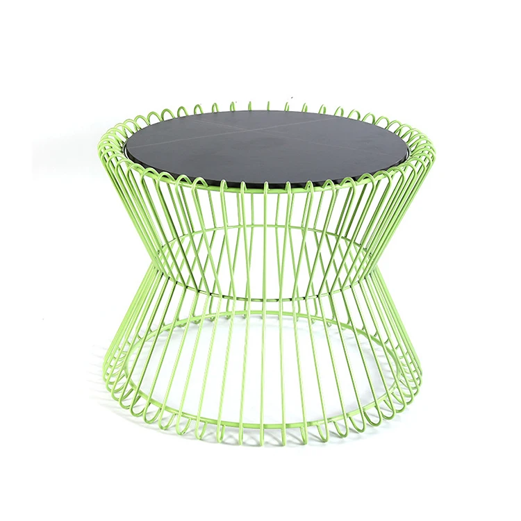 Wholesale modern living room side table porch iron wire corner table high temperature paint iron coffee table