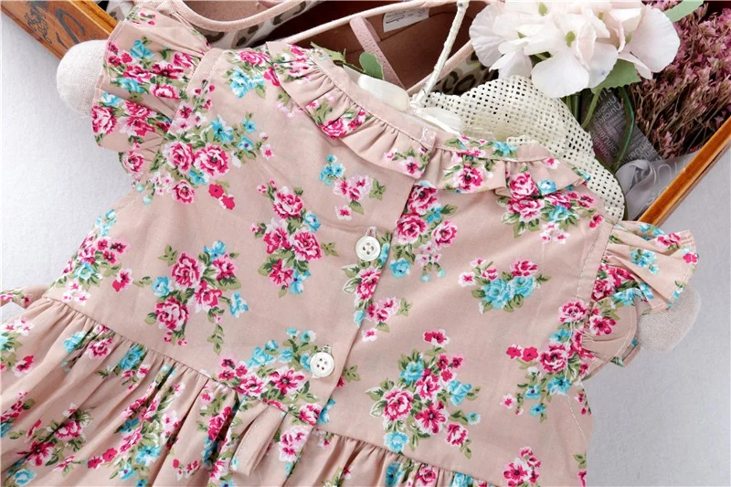 C042168  new arrival handmade floral girls smocked dress clothing  peter pan collar cotton newborn kids clothes  baby