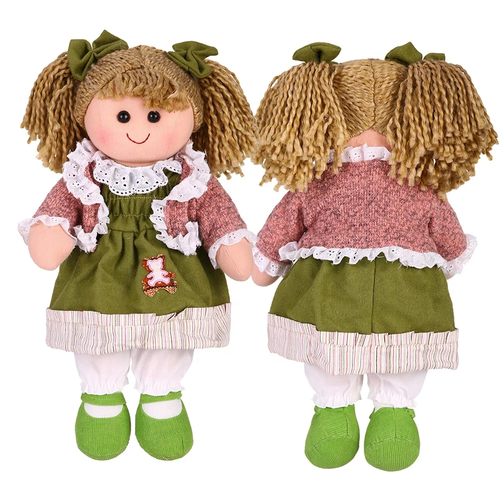 Lovely Girls Cartoon Rag Baby Dolls Toys Wholesale Cheap Soft Handmade Cotton Rag Dolls For Kids