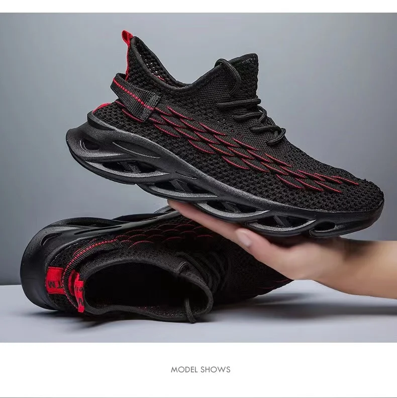 Модные высококачественные дышащие удобные нескользящие износостойкие сетчатые мужские кроссовки с ПВХ Подошвой беговые кроссовки