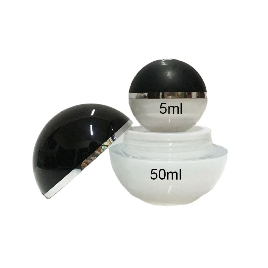 customized black sphere jars with silver band acrylic scrub packaging 50g
