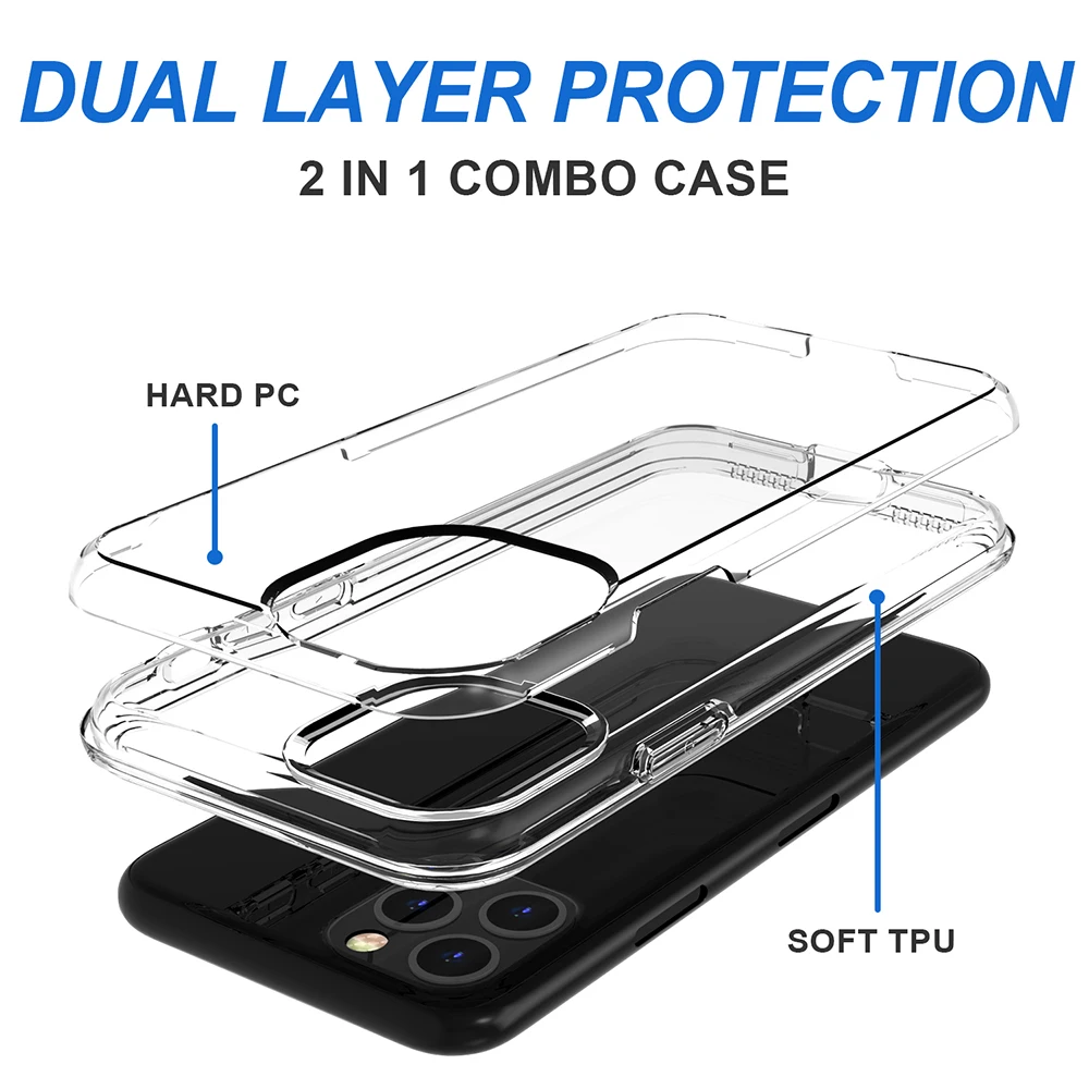  Custom Transparent TPU PC Clear Mobile Cases Cell Phone Covers For Apple iPhone 11 Pro Max 12 Mini