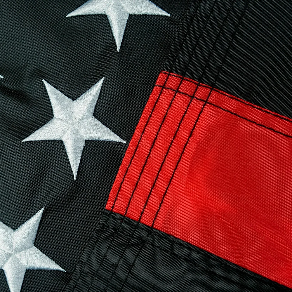 
3x5 FT Embroidered Thin Red Line Betsy Ross Flag 210D Sewn Stripes Stars 13 Stars American Flag Support Fireaman 