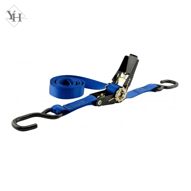 
1inch 25mm 5m ratchet tie down straps ratchet lashing belt with rubber S hook 