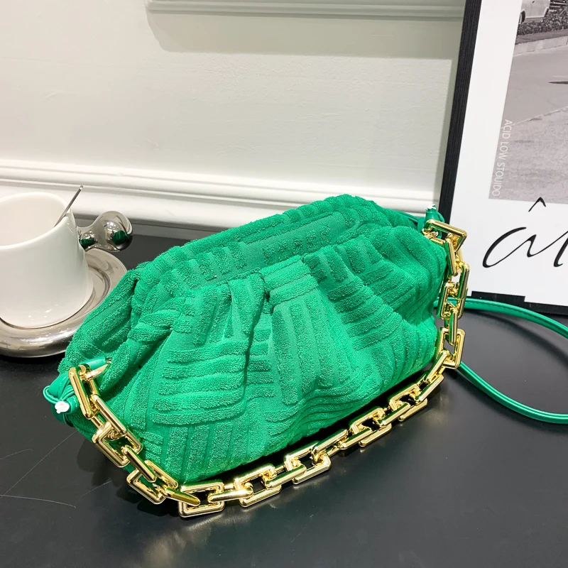 2022 Fashion Cute Velvet Cloud Clutch Bag Bright Color Neon Summer Women Lady Purse Handbag