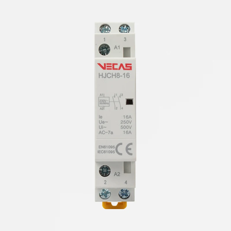 VECAS HJCH8 Series Rail Type AC Contactor Suitable for Home Use Single Phase or Three Phase 16/20/25 Amp 1 or 3 AC Motor Control