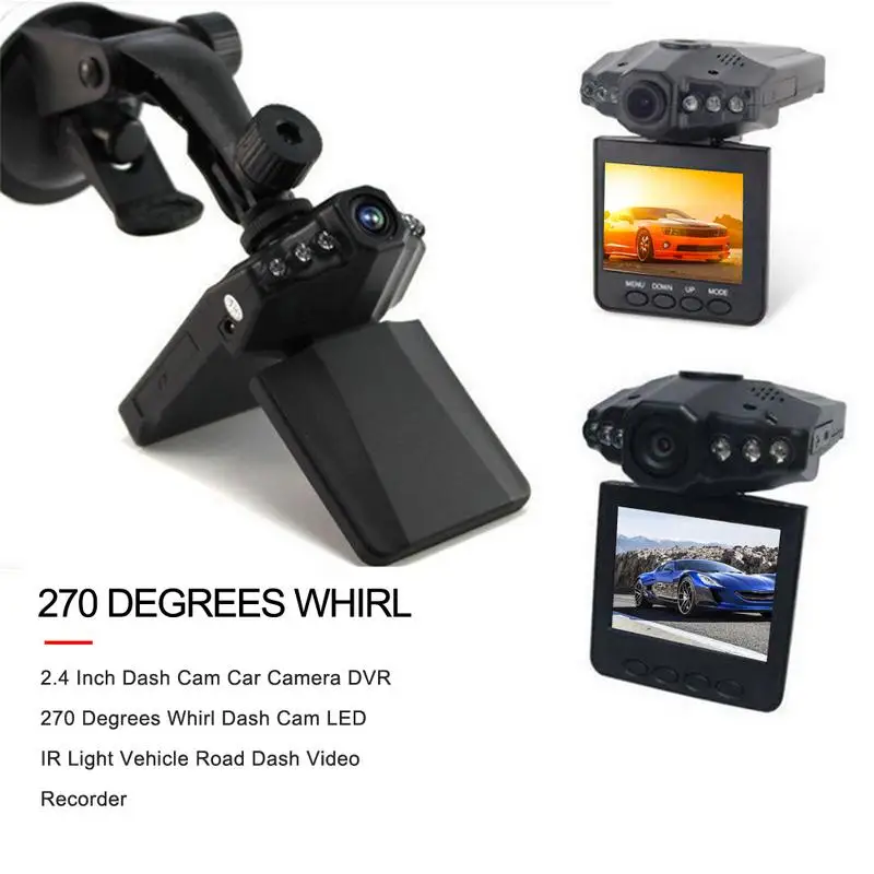 DIHAO Mini Car DVR Camera 2.4 Inch Dash Cam Car Camera DVR 270 Degrees Whirl Dash Cam LED Dash Video Recorder