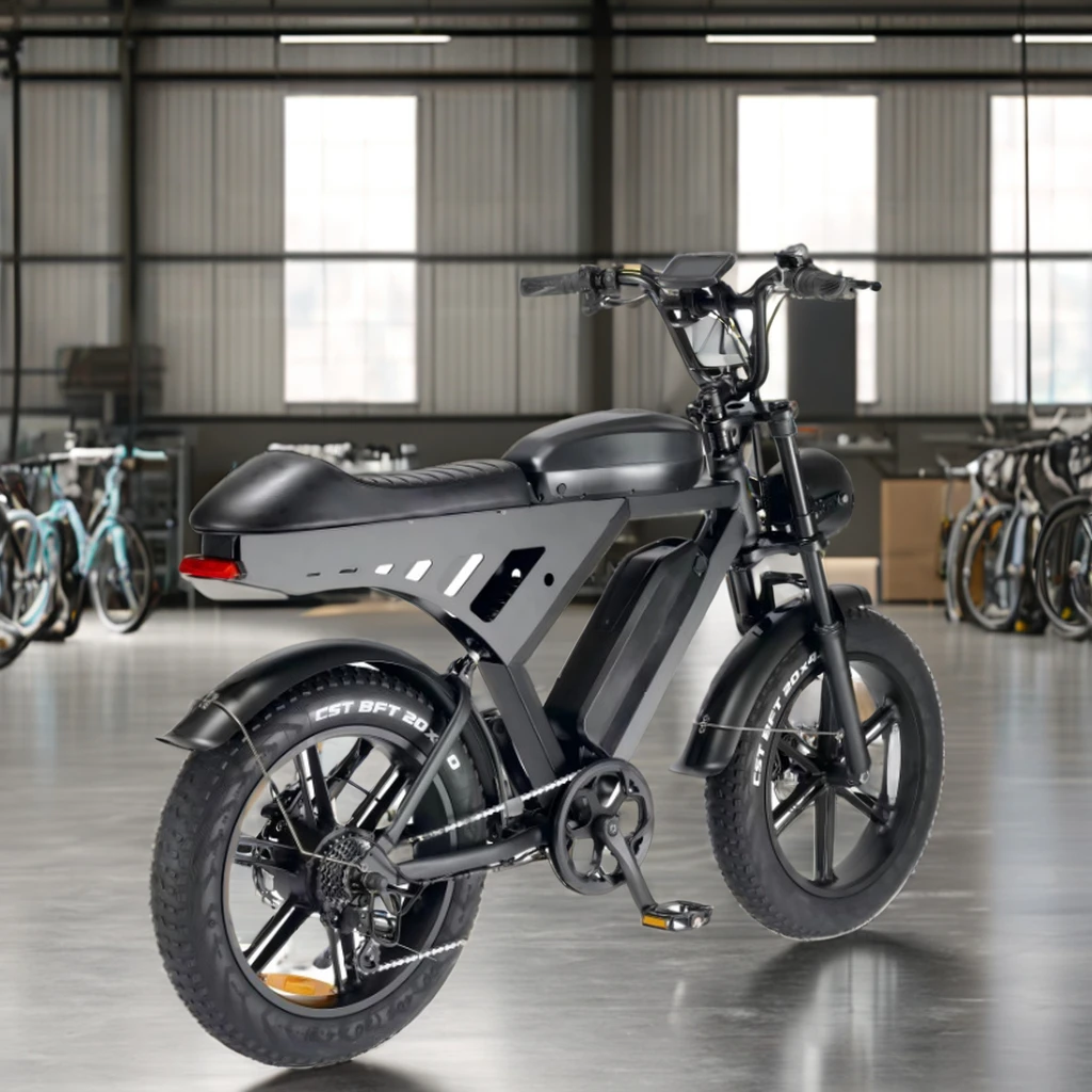 500W Retro Electric Moped Bicycle Enduro Ebike 48V 73 Electric Fat Tire 13AH Battery V30 Model 2000W Rear Hub Disc Hydraulic