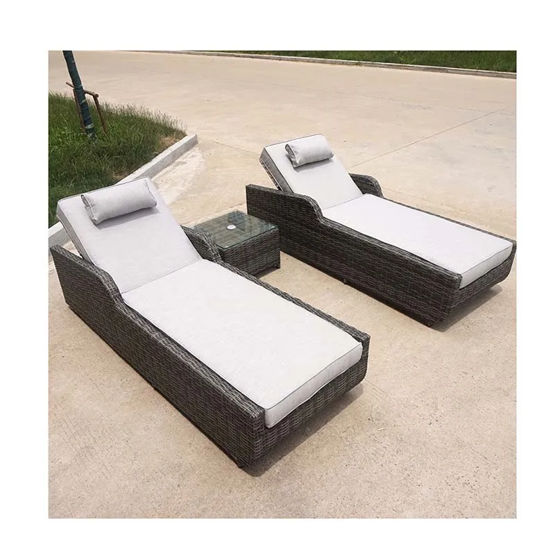 High Quality Lounge Chaise Outdoor Rattan Furniture Garden Sofa Set Patio Wicker Sunbed With Cushions