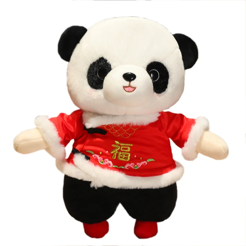 Custom Chinese style  panda plush toy Cute soft  Tang costume  doll Chinese New Year gift