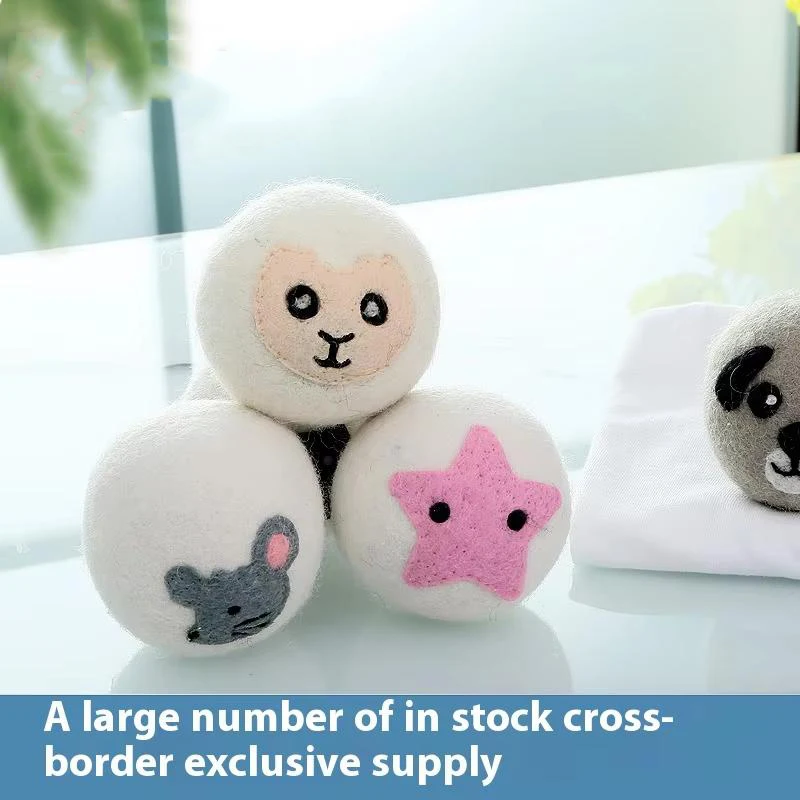 Factory Direct Supply White Gray Fluffy Wool Dryer Balls Absorbent Moisture Felt Clothes Cleaner Packaged in Cotton Bag