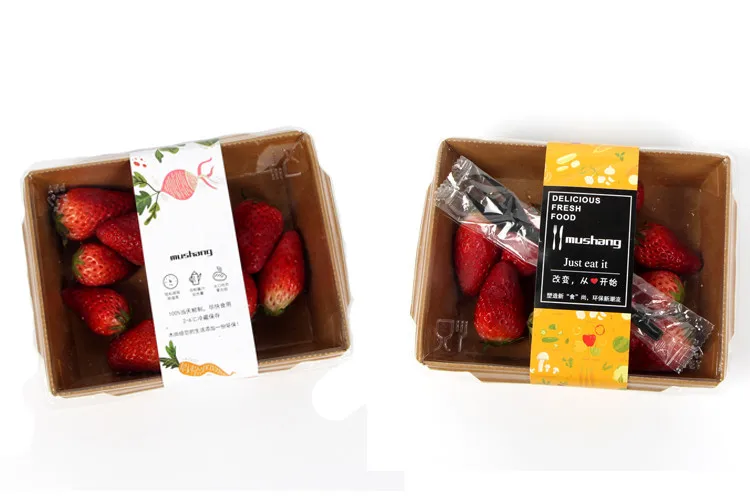 Square Takeway Restaurant Container Fast Food Degradable High Quality Kraft Paper Eco Friendly Disposable Box with Lid 1 Carton