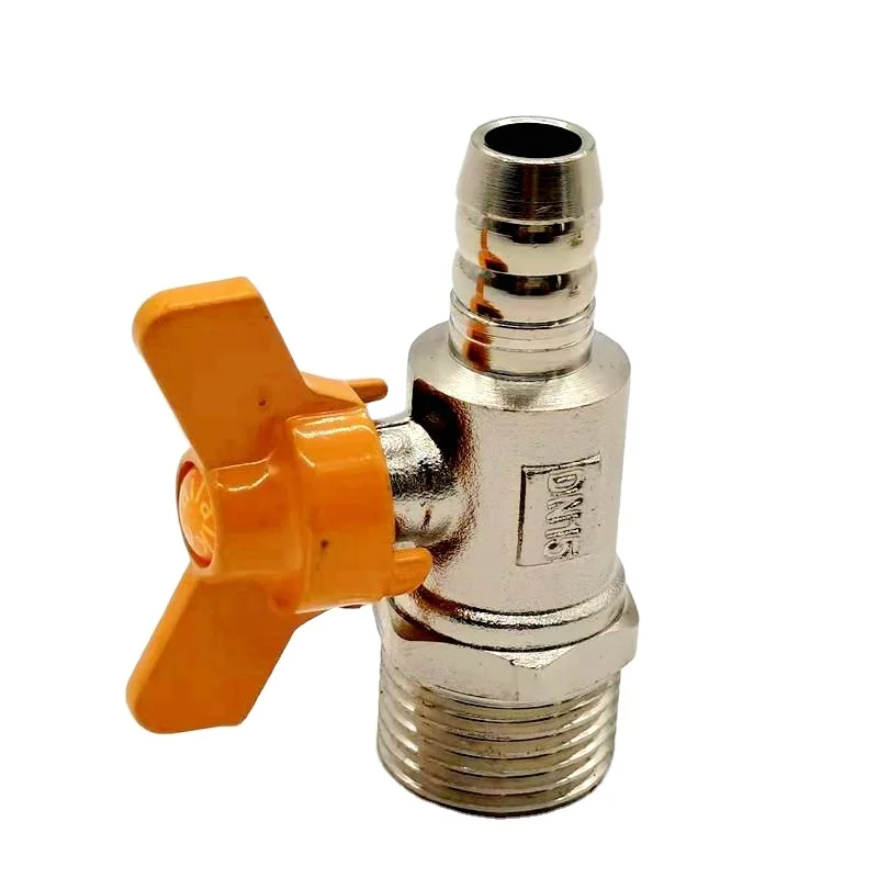 421 BRASS GAS VALVE BUTTERFLY HANDLE MALE THREAD HOSE NIPPLE zhejiang aike manufacture supply