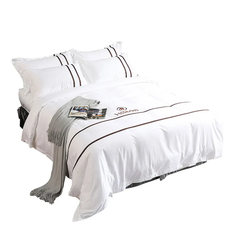 Постельное белье из натурального хлопка, белые простыни из сатина, Королевский размер, постельное белье для отелей