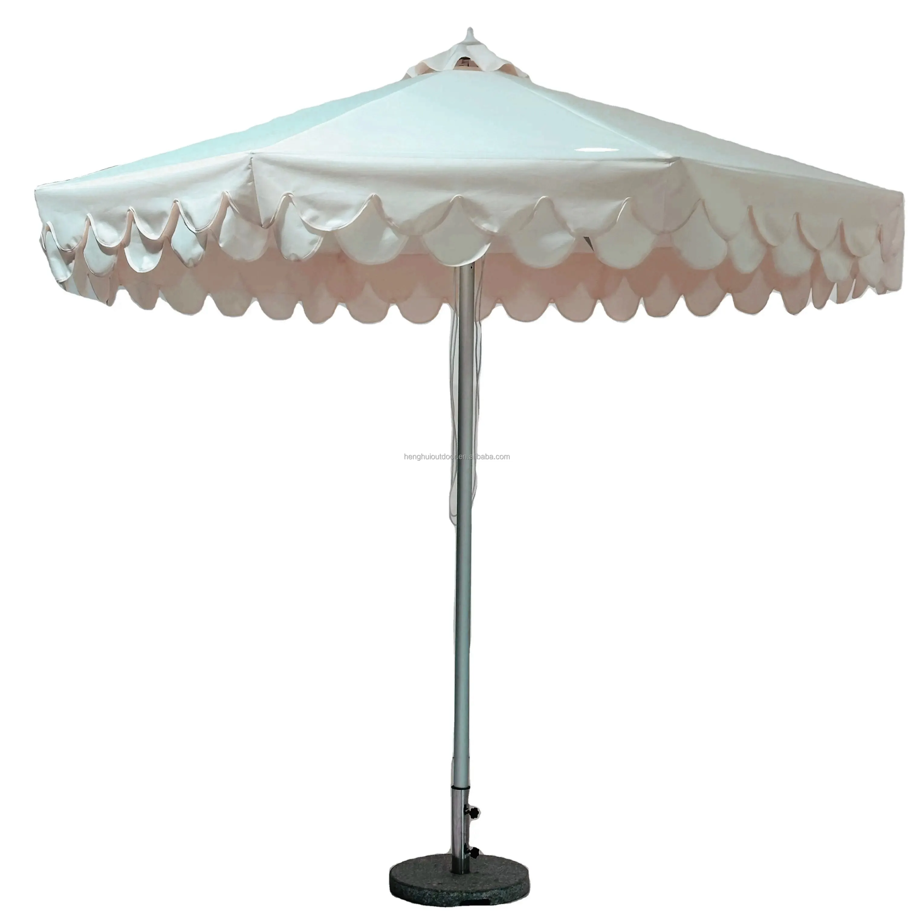 Factory  Outdoor Cantilever Sunshade Custom Luxury Sun Patio Fringe Umbrella With Tassels Scalloped Garden Fancy Beach Parasol