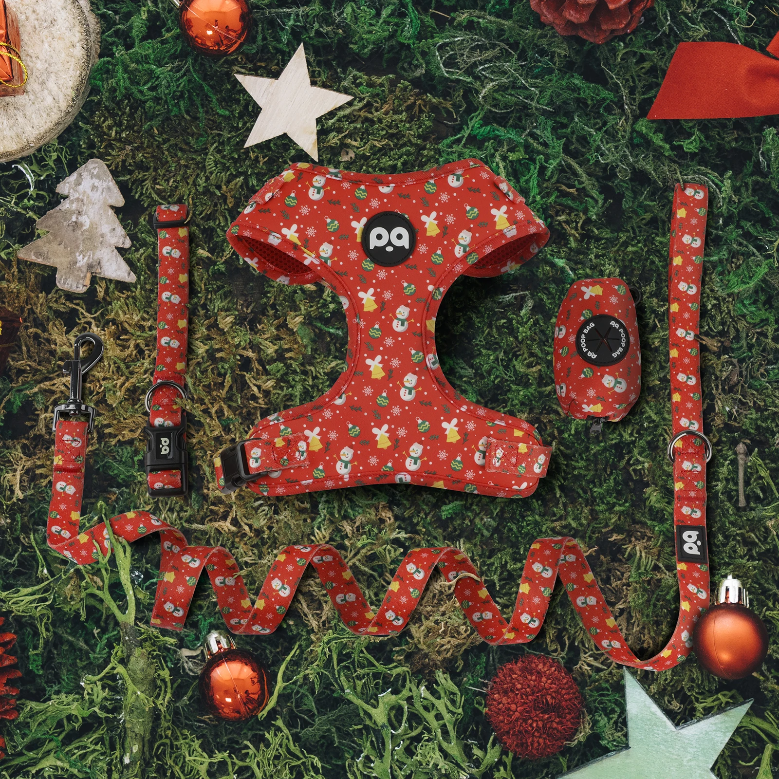 2023 Christmas Dog Harness And Leash Set Match Print Blanket No Pull Dog Vest Neoprene Dog Lead Al Por Mayor Correa Para Perro