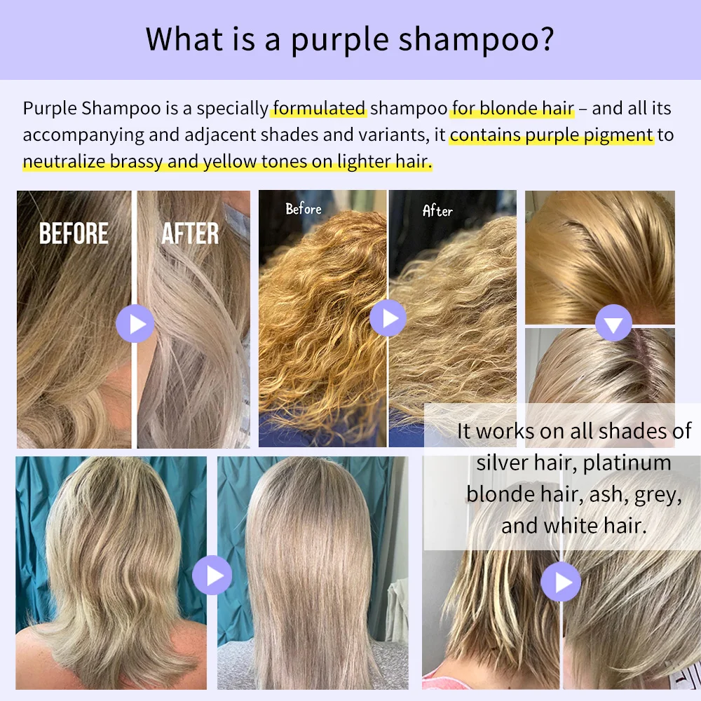 500ml professional customized vegan purple toner color no yellow blue shampoo for blondes color treated hair